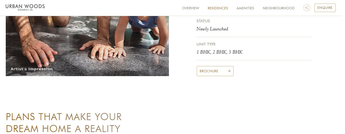 A residences page, with the element outlined