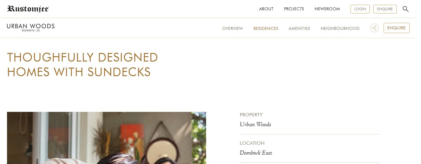 A residences page, with the element outlined